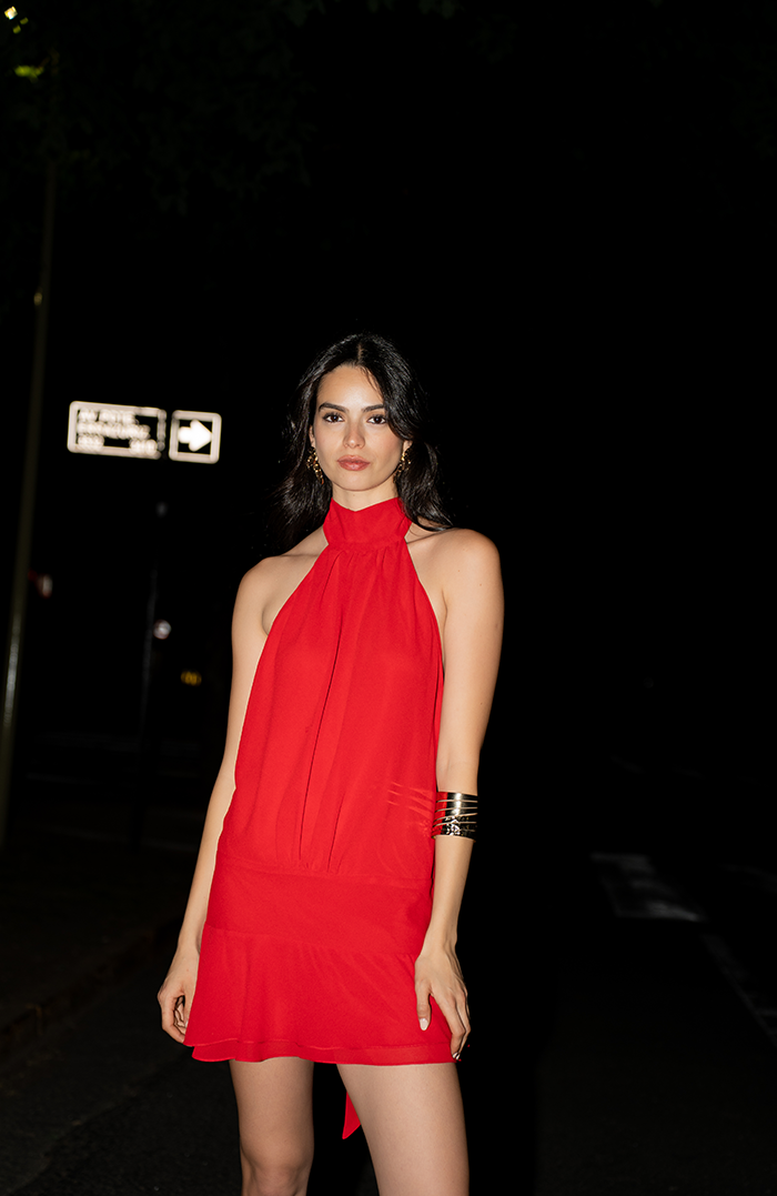 PRE ORDER: VESTIDO MINI PALERMO GASA ROJO