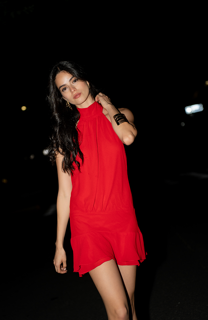 PRE ORDER: VESTIDO MINI PALERMO GASA ROJO