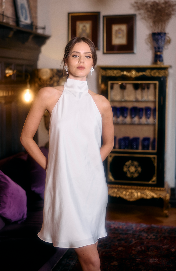 PRE ORDER NOVIAS: VESTIDO KENDALL SEDA BLANCO