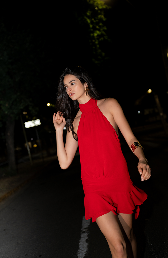 PRE ORDER: VESTIDO MINI PALERMO GASA ROJO