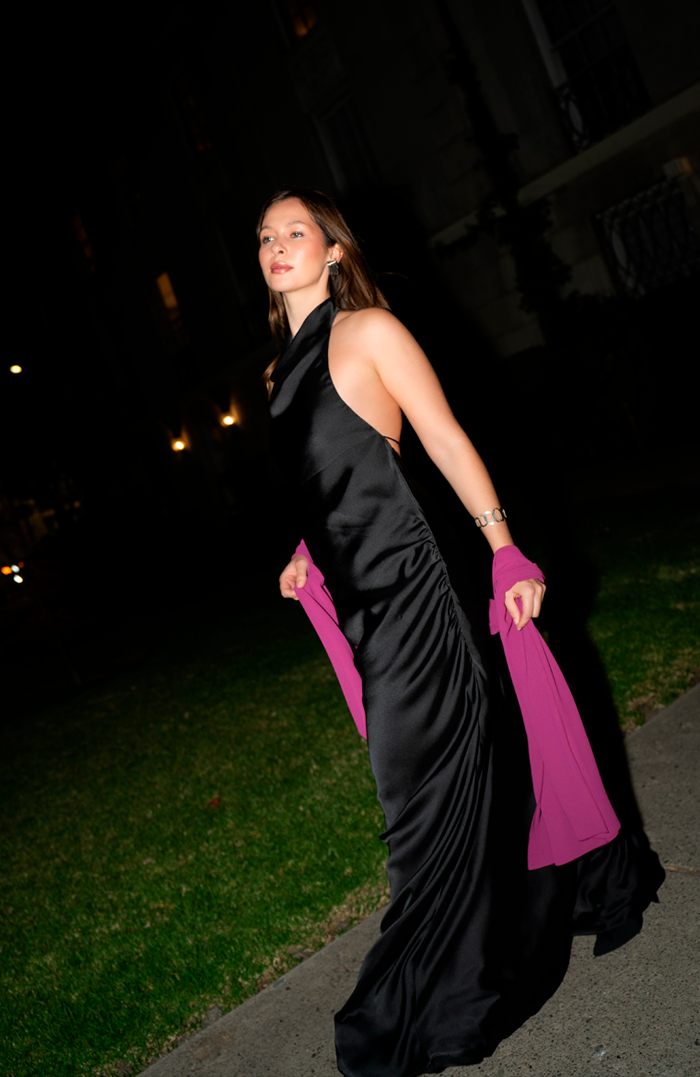 PRE-ORDER: FUCHSIA CANNES SILK MAXI DRESS
