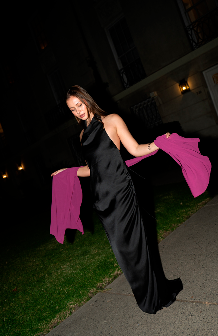 PRE-ORDER: FUCHSIA CANNES SILK MAXI DRESS