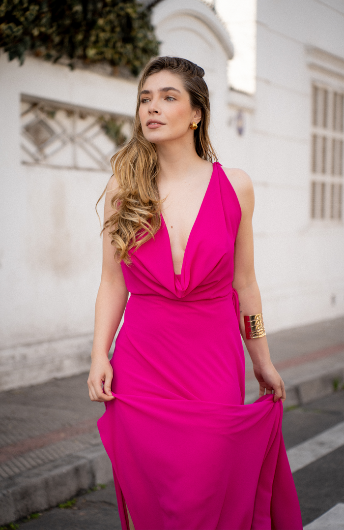 VESTIDO MAXI VERONA GASA CHOCOLATE