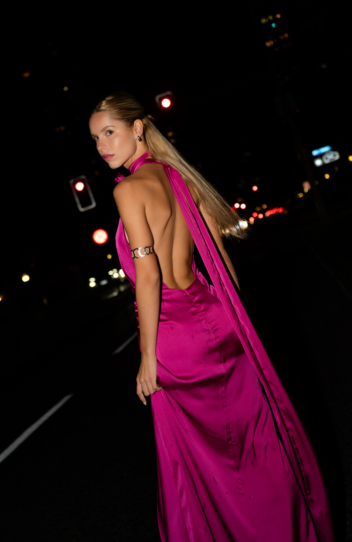PRE-ORDER: NIZA STRONG ORANGE SILK MAXI DRESS