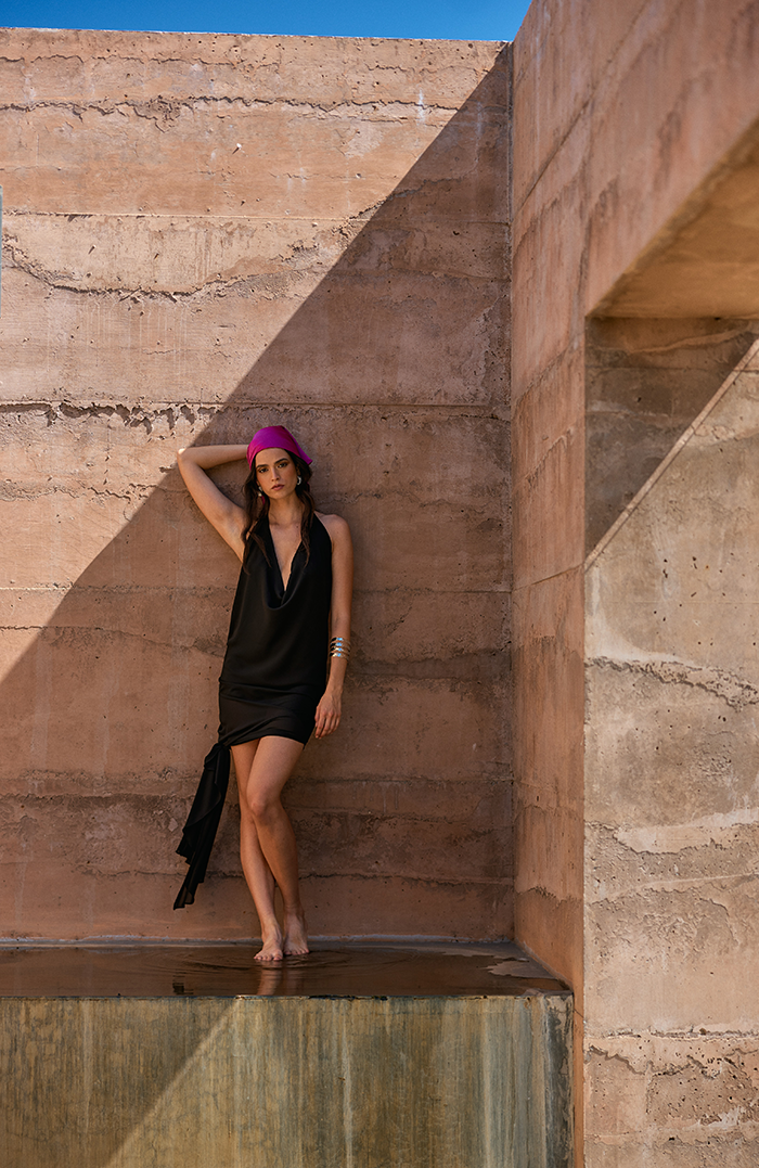 PRE ORDER: MENORCA BLACK GAUZE MAXI DRESS