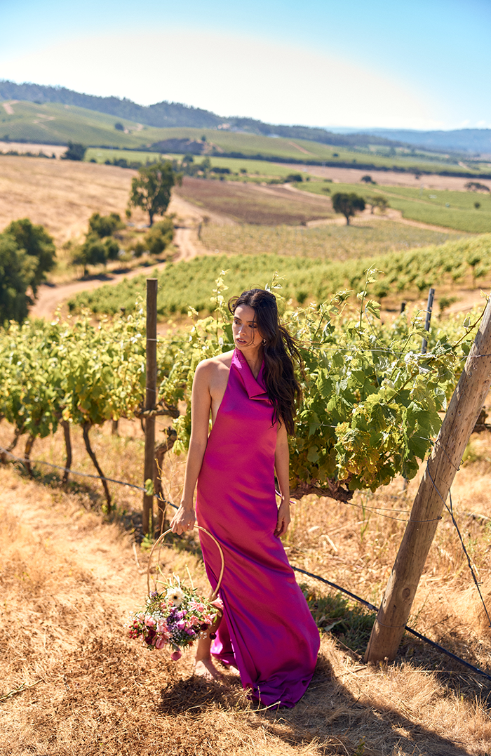 PRE-ORDER: FUCHSIA CANNES SILK MAXI DRESS