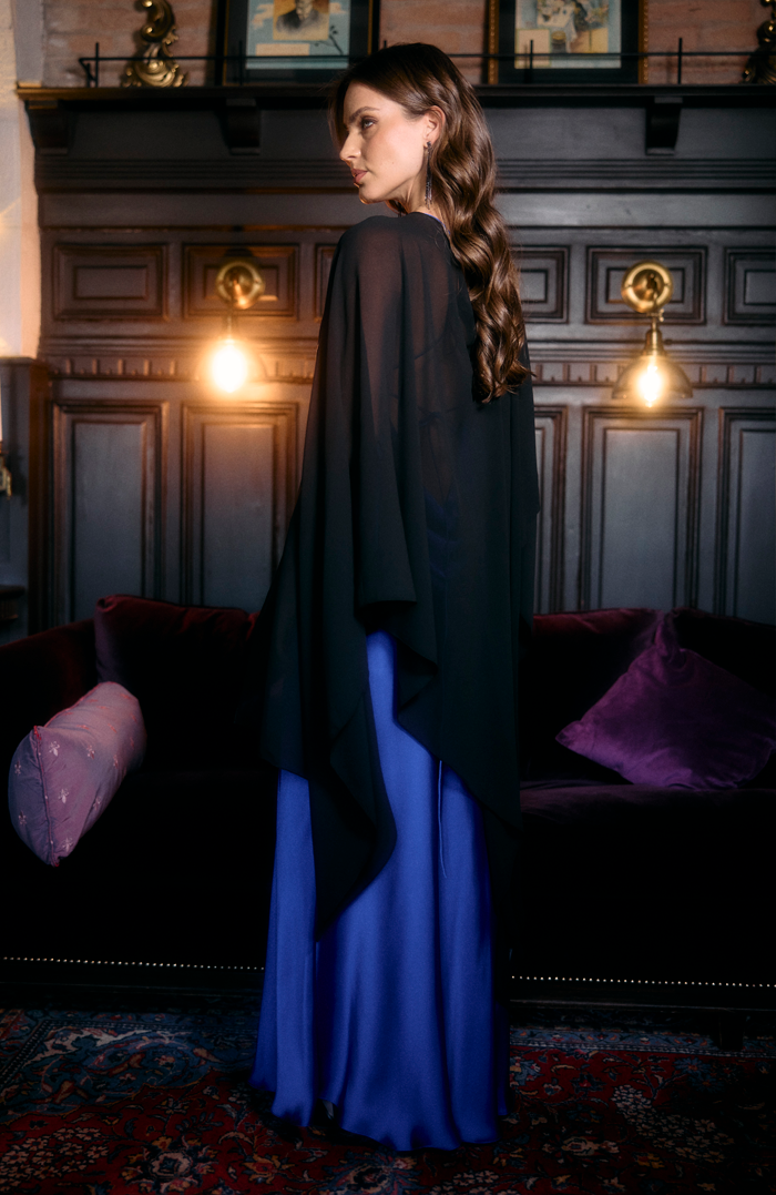PETROL BLUE GAUZE CAPE